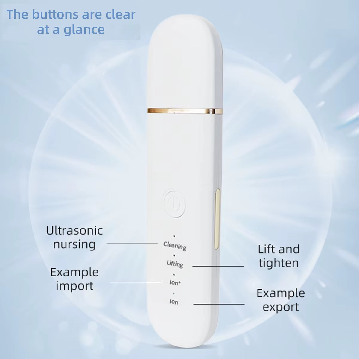 1Pc Facial Skin Scrubber USB Electric Ultrasonic Face Skin Spatula with 250Mah Battery and 4 Modes Portable Pore Deep Scrubber