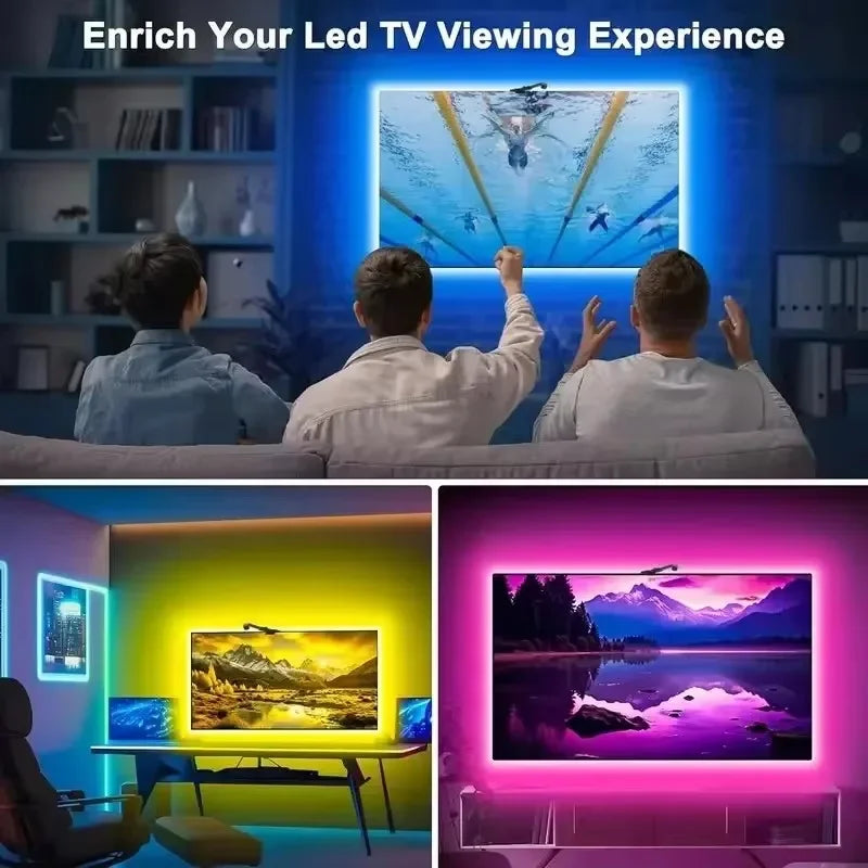 Smart Tv Ambilight with Camera Tv Led Backlight Tv Sync Light App Control 3.8M 5M 5V Usb Rgbic Led Strip Lights for Gaming Room