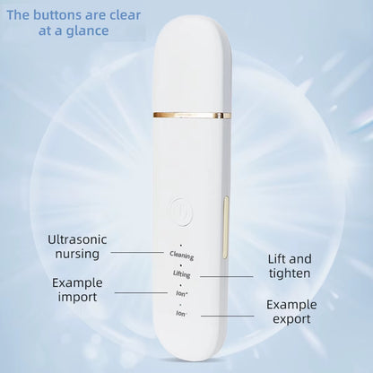 1Pc Facial Skin Scrubber USB Electric Ultrasonic Face Skin Spatula with 250Mah Battery and 4 Modes Portable Pore Deep Scrubber