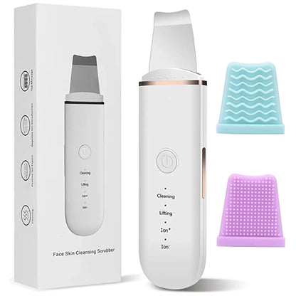 1Pc Facial Skin Scrubber USB Electric Ultrasonic Face Skin Spatula with 250Mah Battery and 4 Modes Portable Pore Deep Scrubber