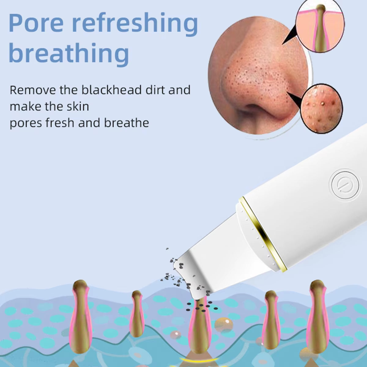 1Pc Facial Skin Scrubber USB Electric Ultrasonic Face Skin Spatula with 250Mah Battery and 4 Modes Portable Pore Deep Scrubber
