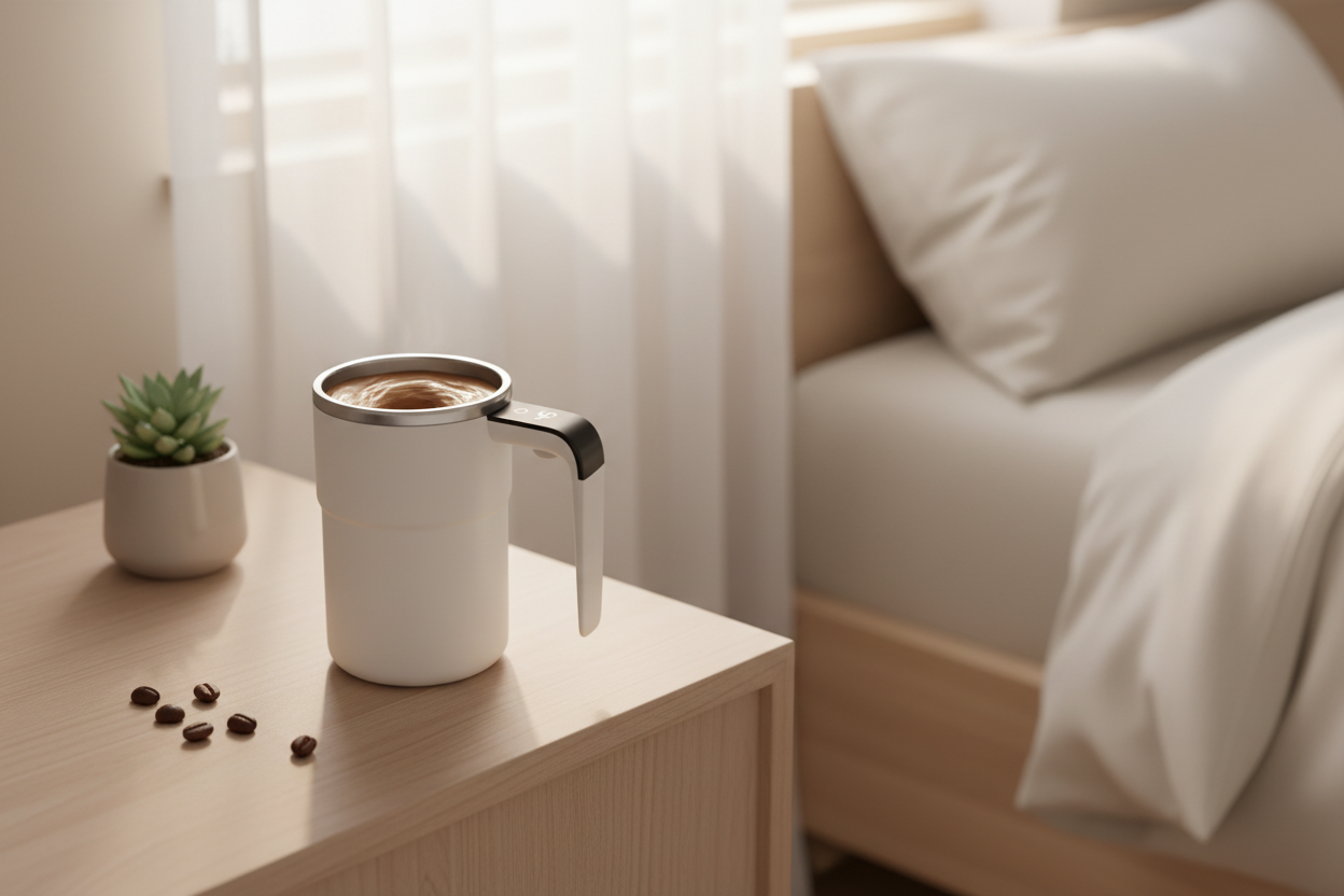 Self-Stirring Coffee Mug Banner